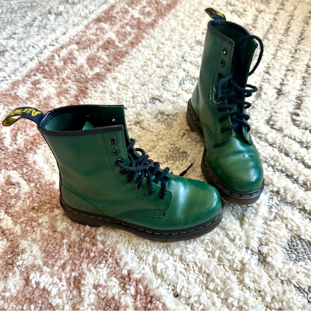 Dr. Martens Green Leather Ankle Boots - Picture 7 of 11